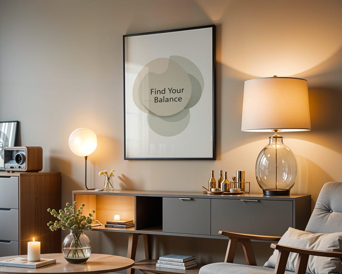 Minimalist Boho Style Print Find Your Balance Wall Art Abstract Geometric Modern Home Decor Neutral Tones - Image 4