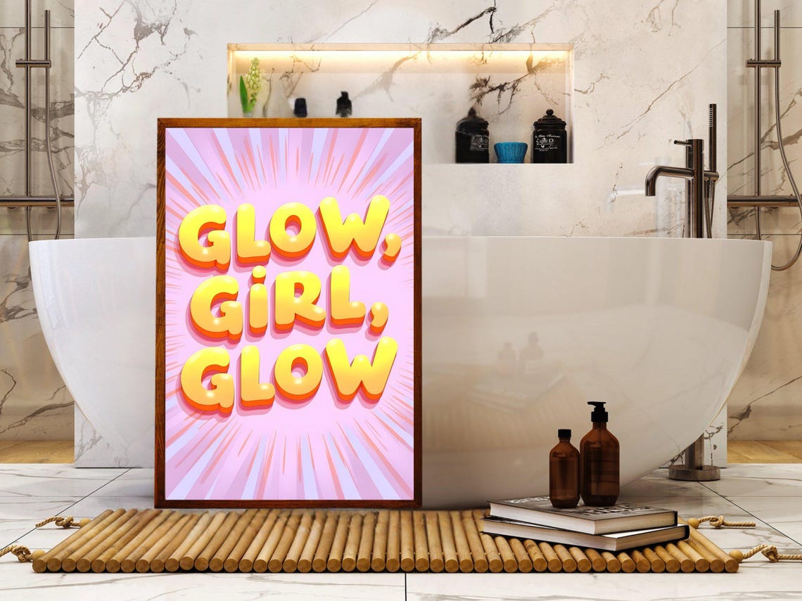 Glow GiRL Glow Neon Bubble Letters on Pink Burst Quote Poster - Image 2