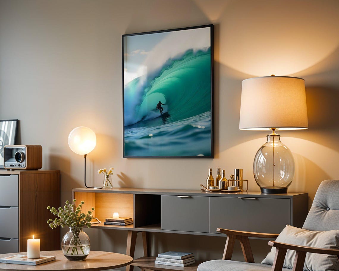 Surfer Deep in Turquoise Barrel Wave Ocean Action Photo Poster - Image 5