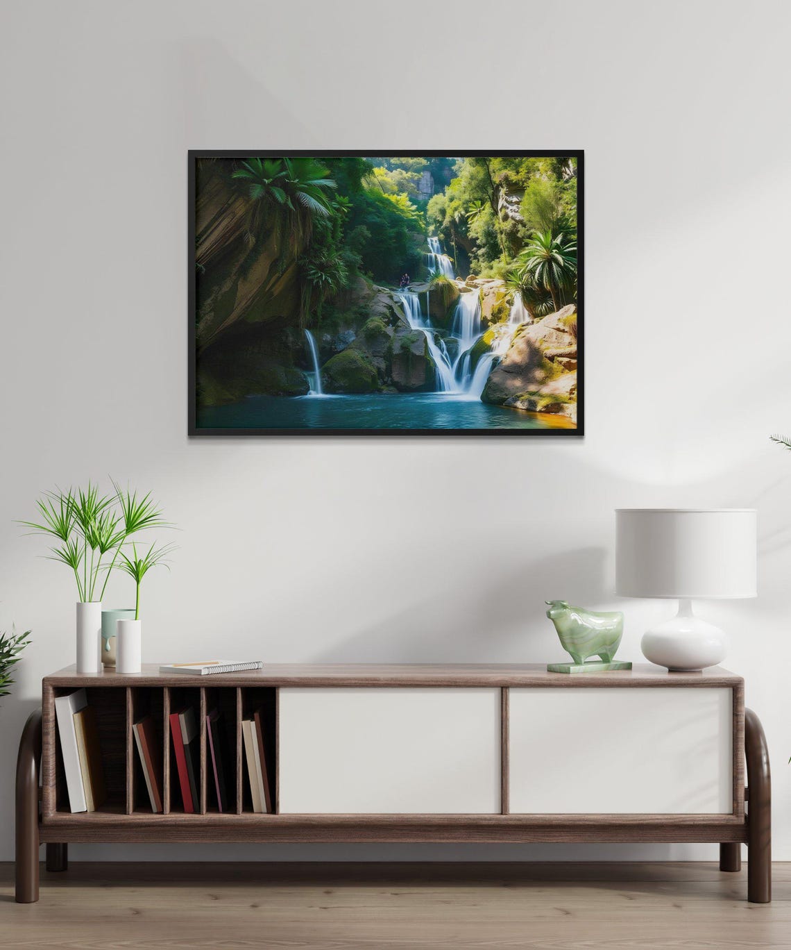 Waterfall Wall Art Nature Scene Artwork Scenic Landscape Wall Decoration Home Decor Office Wall Hanging Calming View - Image 3