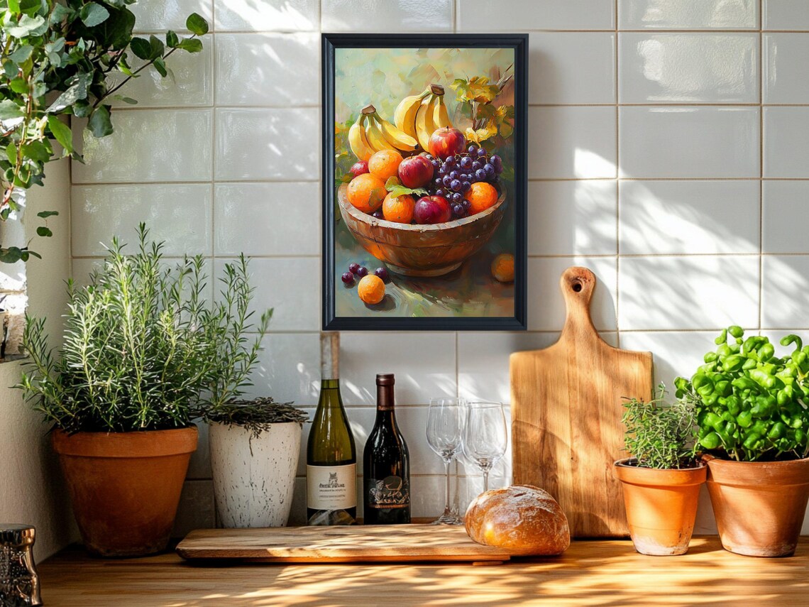 Vibrant Wooden Bowl Overflowing with Fresh Fruit Still Life Poster - Image 5