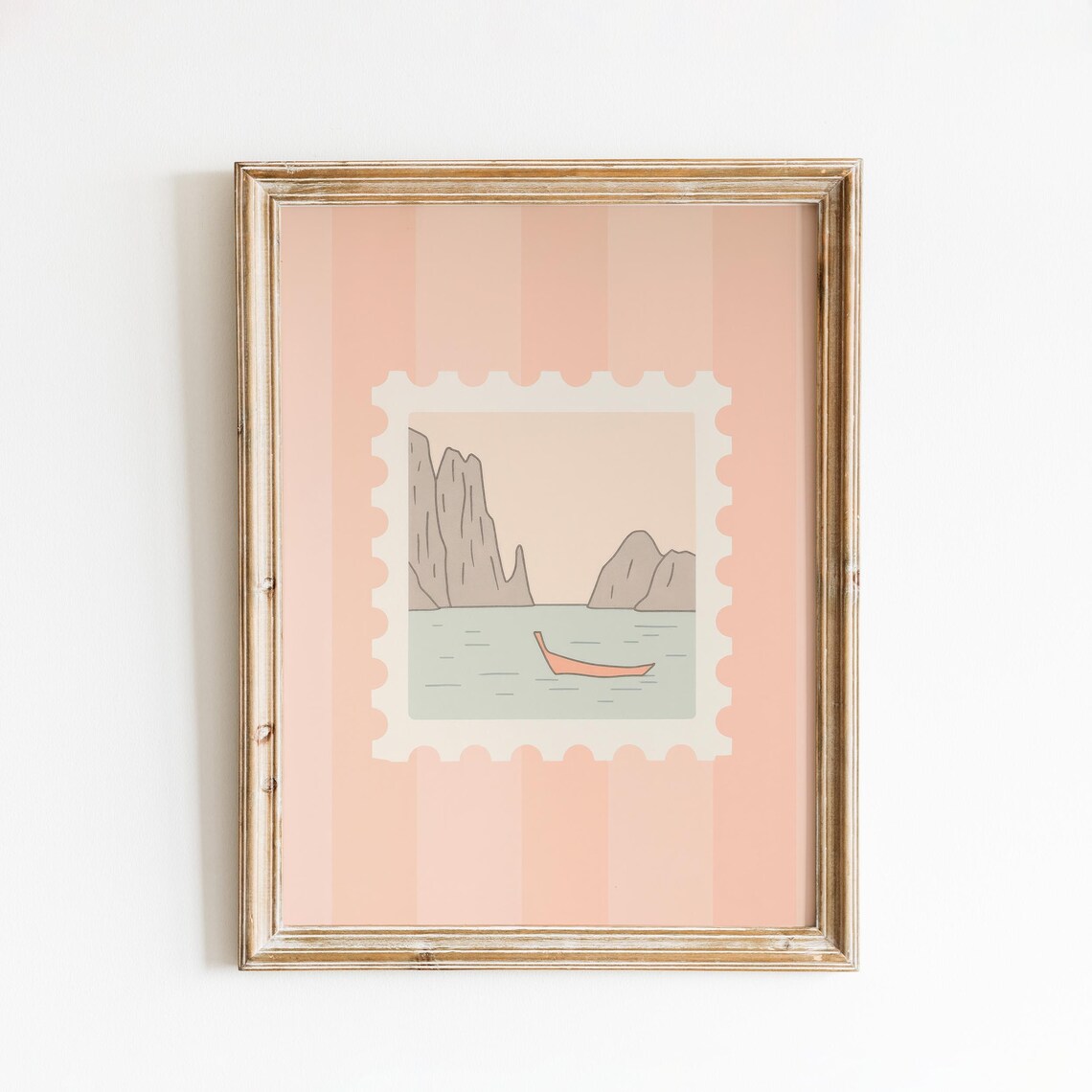 Halong Bay Limestone Karsts Wooden Boat Vietnam Stamp Poster