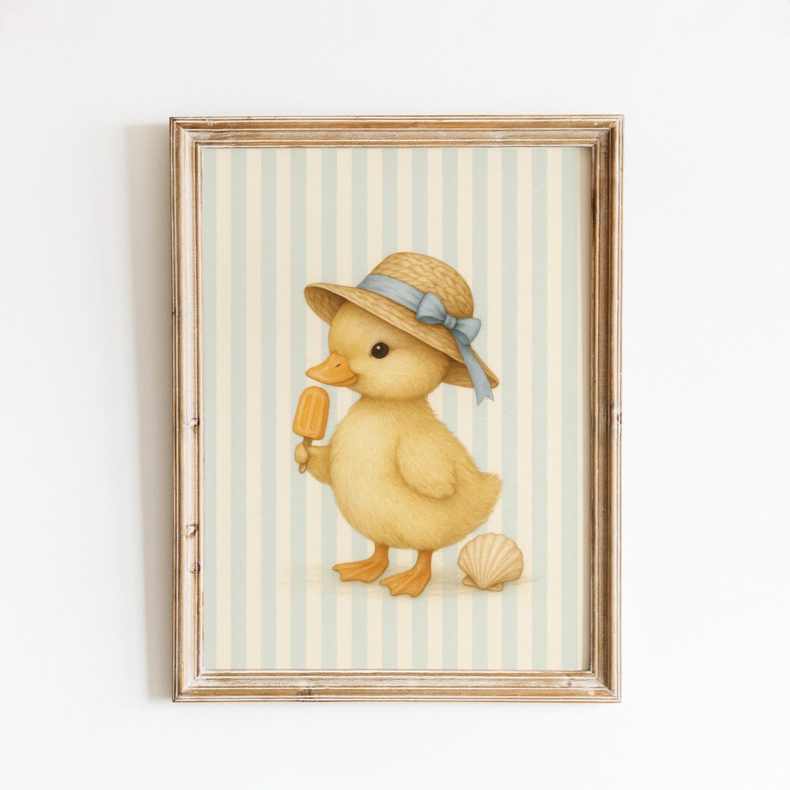 Summer Duck With Hat Popsicle Vintage Nursery Wall Art Poster