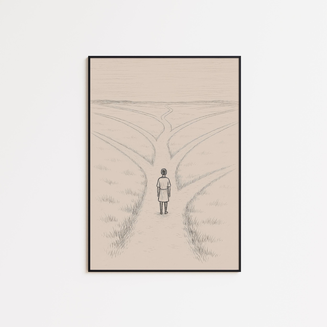 Minimalist Child at Crossroads Faith-Based Inspirational Wall Art