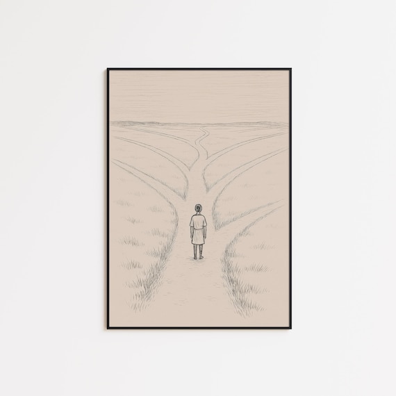 Minimalist Child at Crossroads Faith-Based Inspirational Wall Art