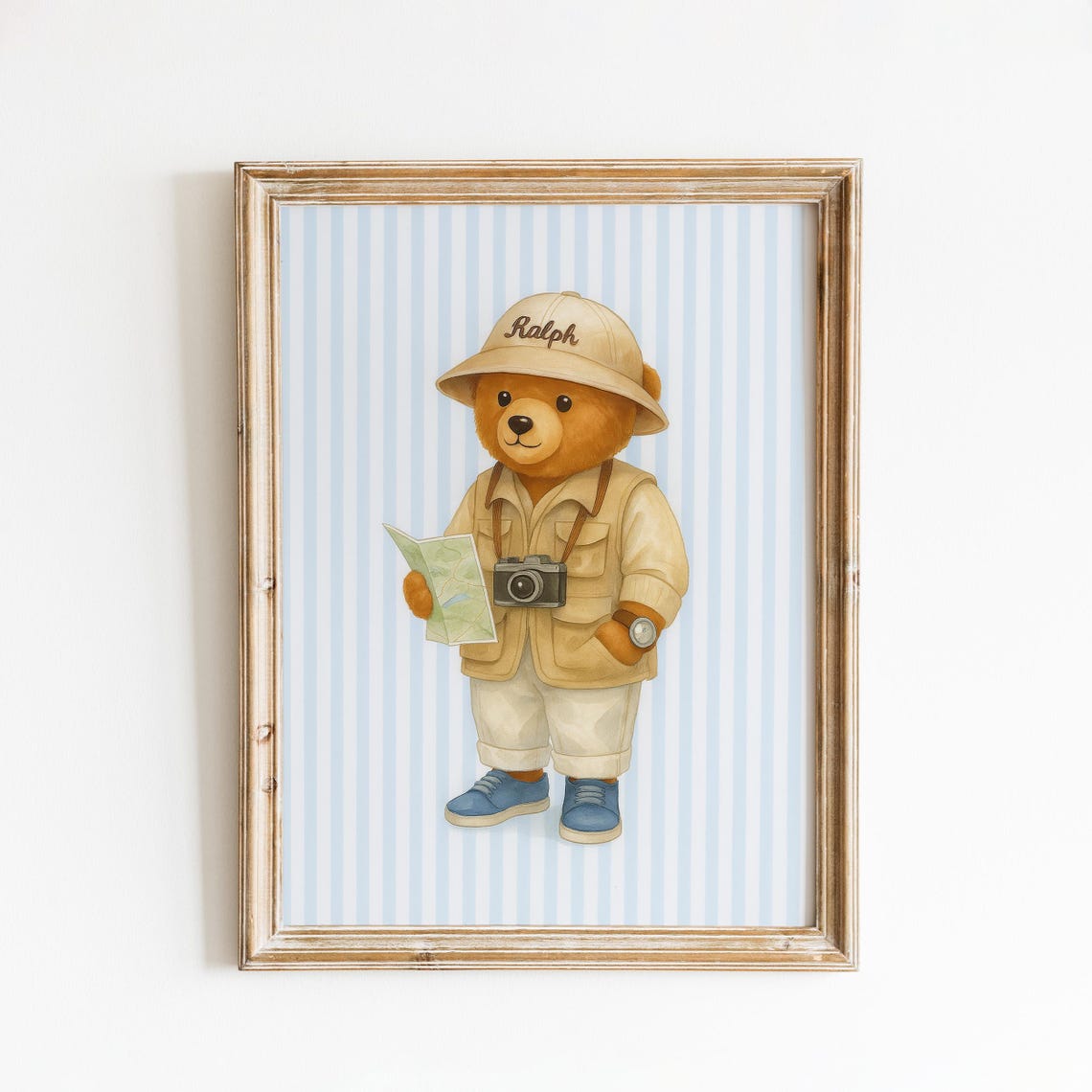 Explorer Teddy Bear Ralph With Camera and Map Adventure Poster