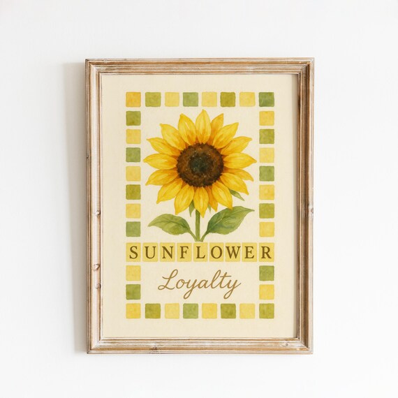 Sunflower Loyalty Vintage Botanical Yellow Floral Summer Poster
