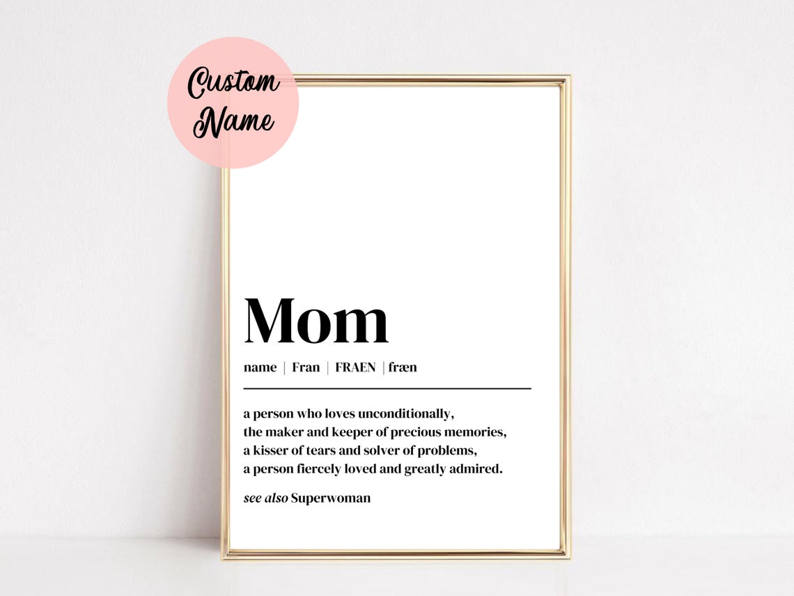 Personalized Mom Definition Dictionary Mothers Day Gift Art Poster