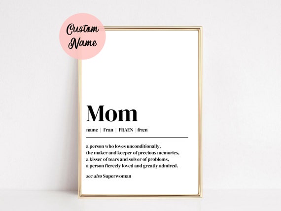 Custom Mom Definition Wall Art Gift For Mom Personalized Mom Print Mom Dictionary Print Mothers Day Gift