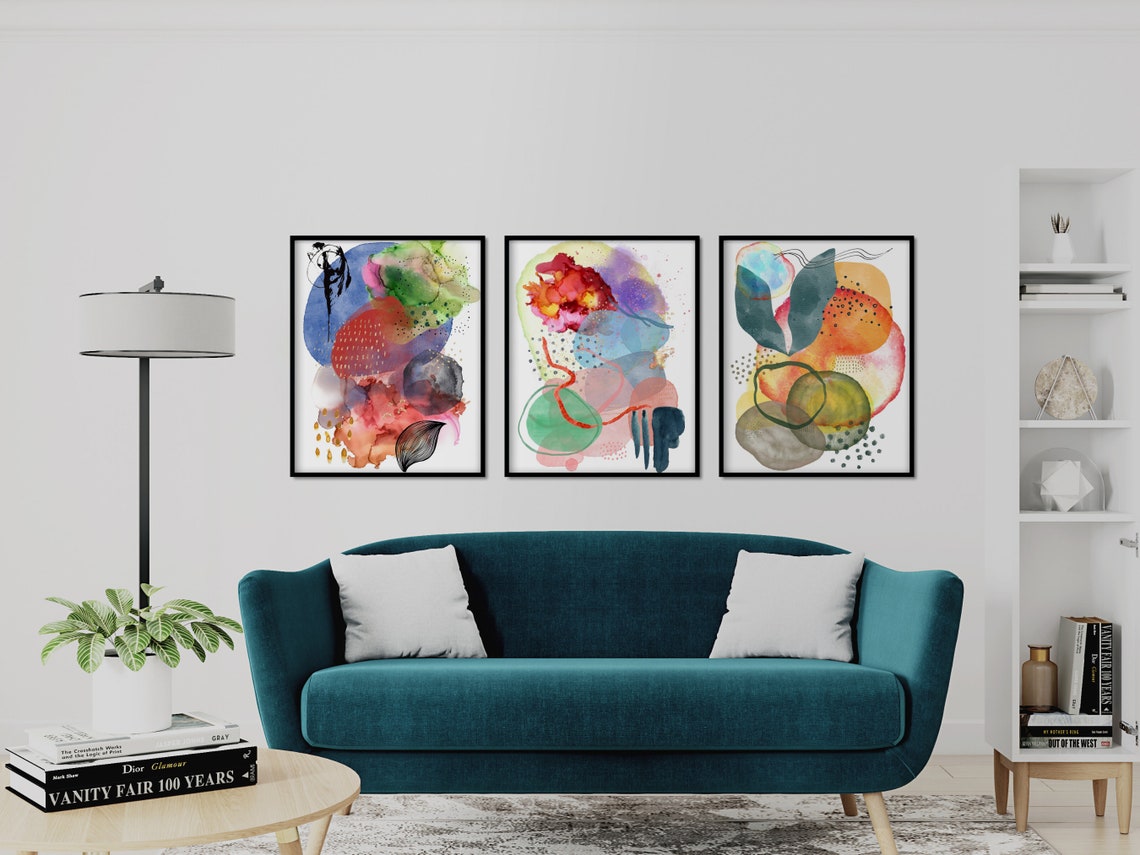 Earthy Abstract Watercolor Leaves Warm Modern Boho Wall Poster - Image 3