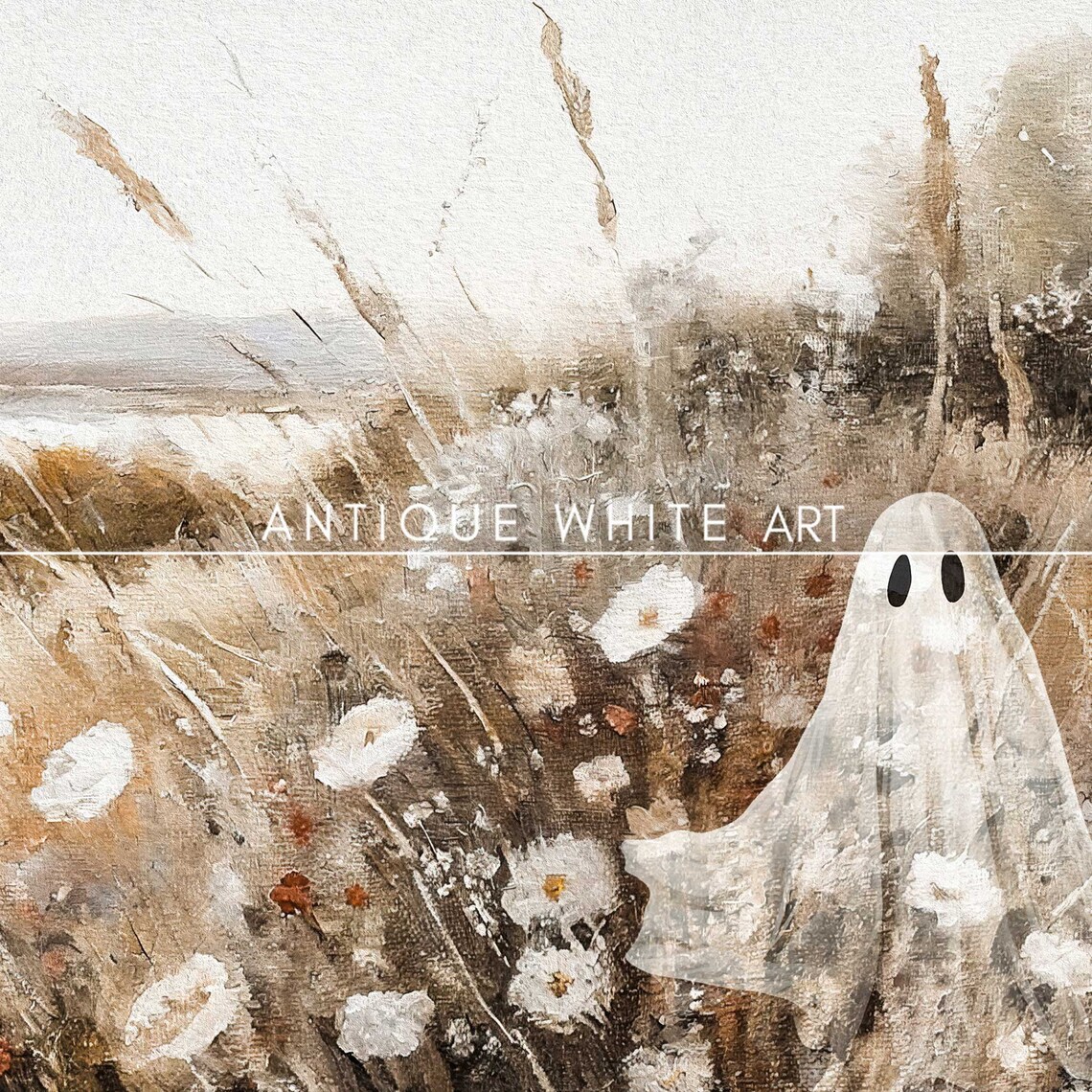 Halloween Wildflower Field Vintage Fall Landscape Poster - Image 5
