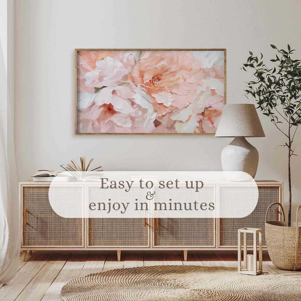 Blush Pink Peony Petals Soft Abstract Floral Oil Painting Poster - Image 3