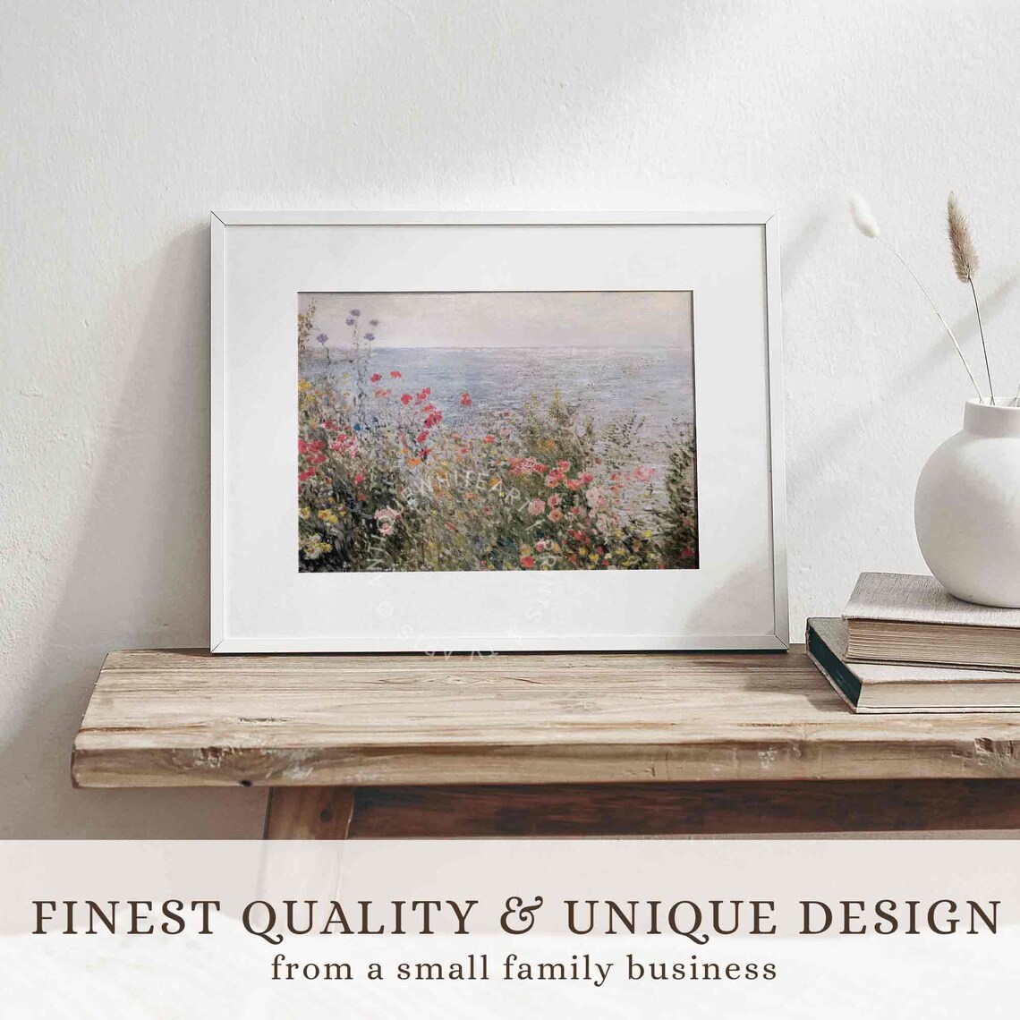 Coastal Wildflowers Vintage Summer Landscape Art Print - Image 2