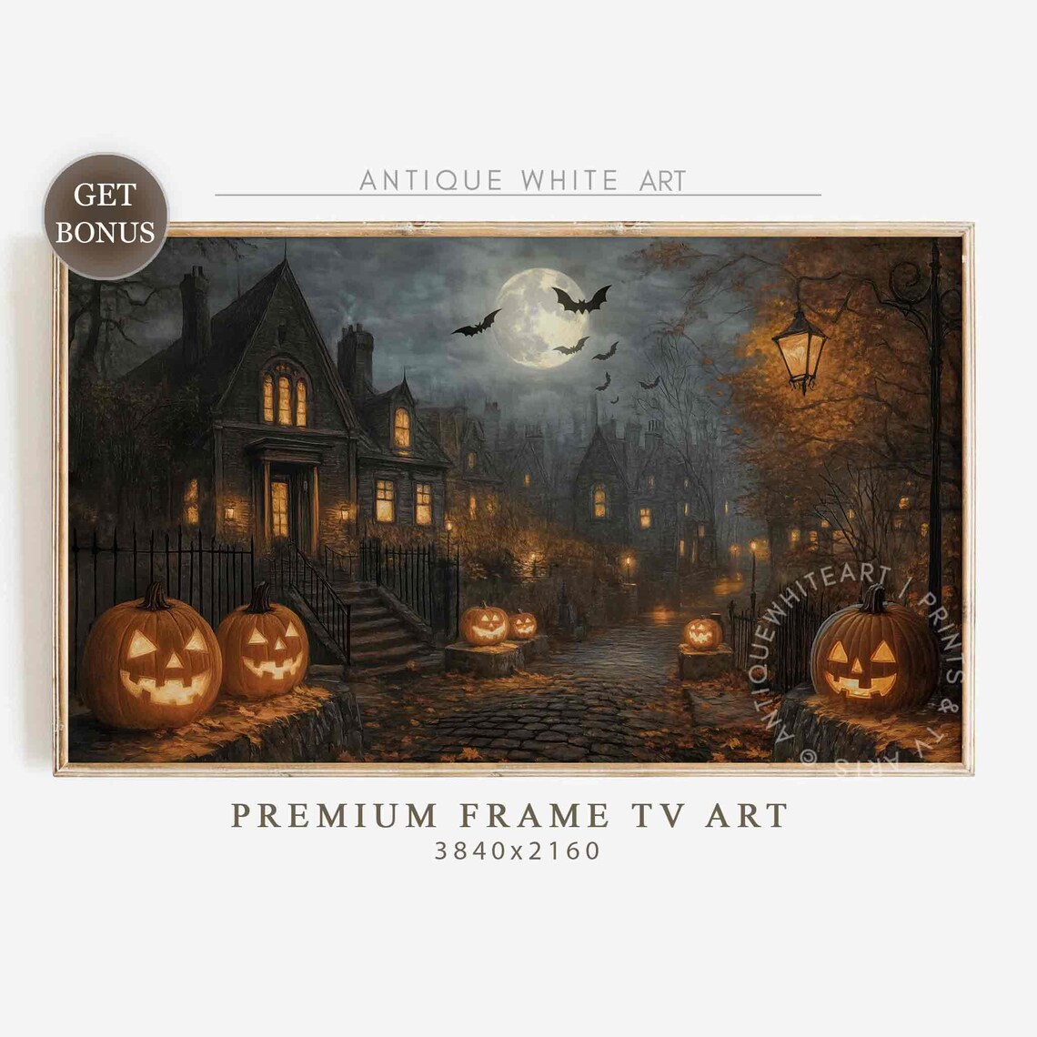 Halloween Haunted House Vintage Spooky Street Art Print