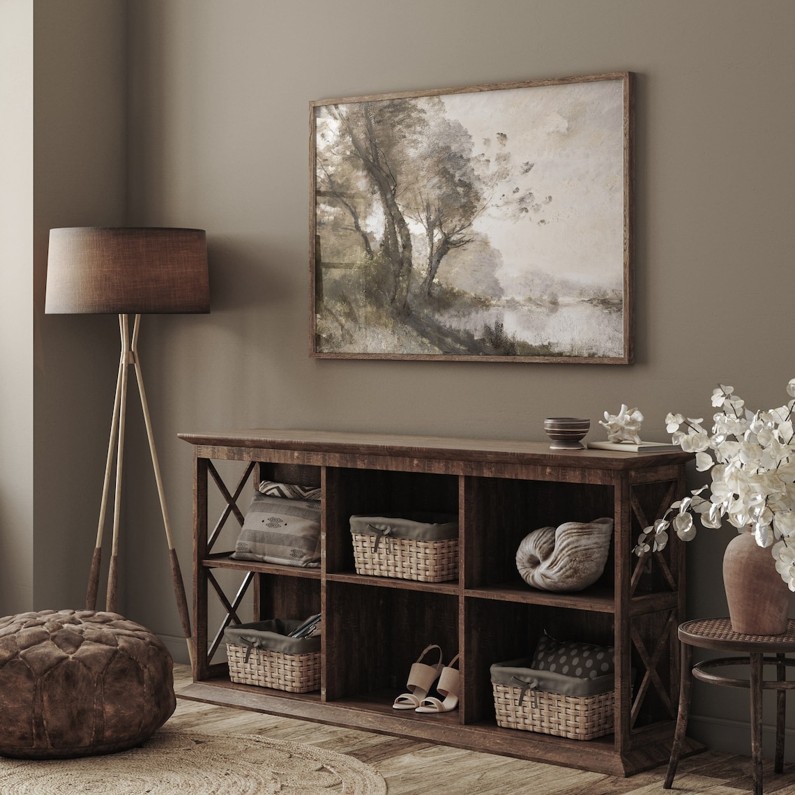 Vintage Muted Landscape Painting Art Print - Image 4