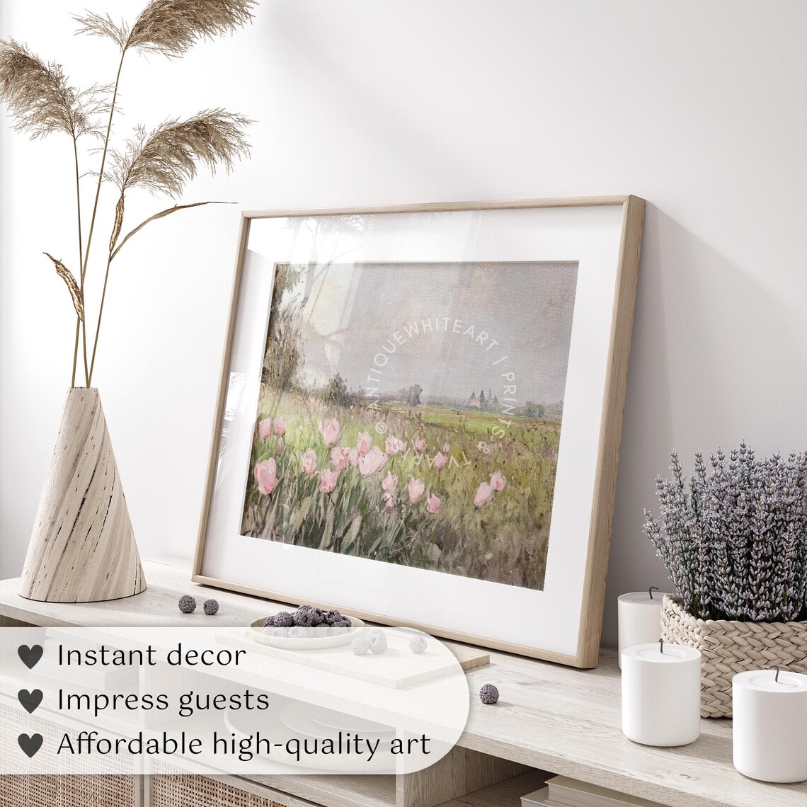 Spring Flower Field Landscape Art Print, Farmhouse - Image 4