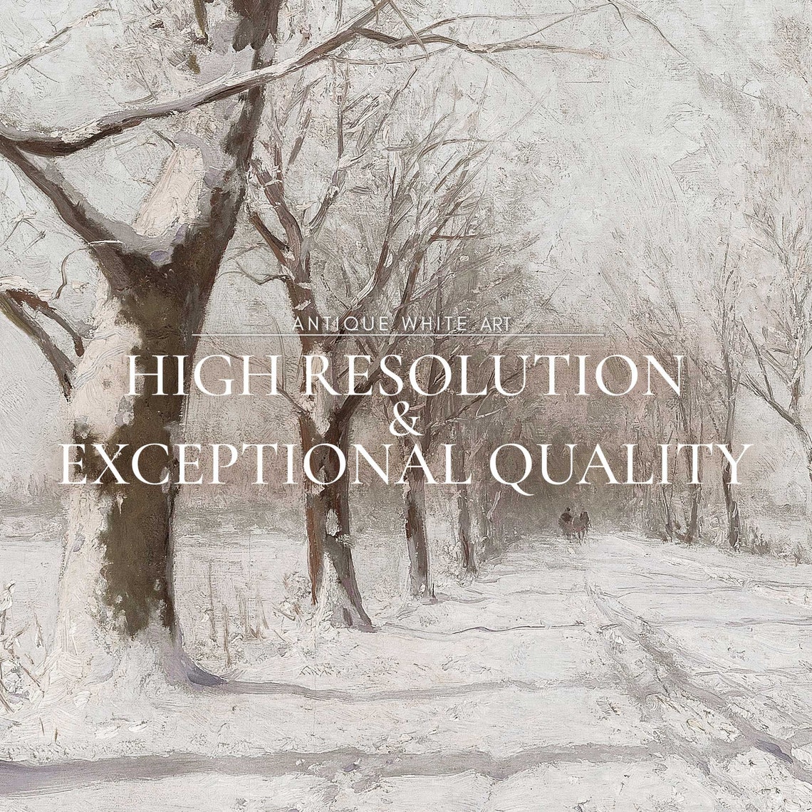 Snowy Winter Forest Path Bare Trees Muted Vintage Christmas Art Poster - Image 4
