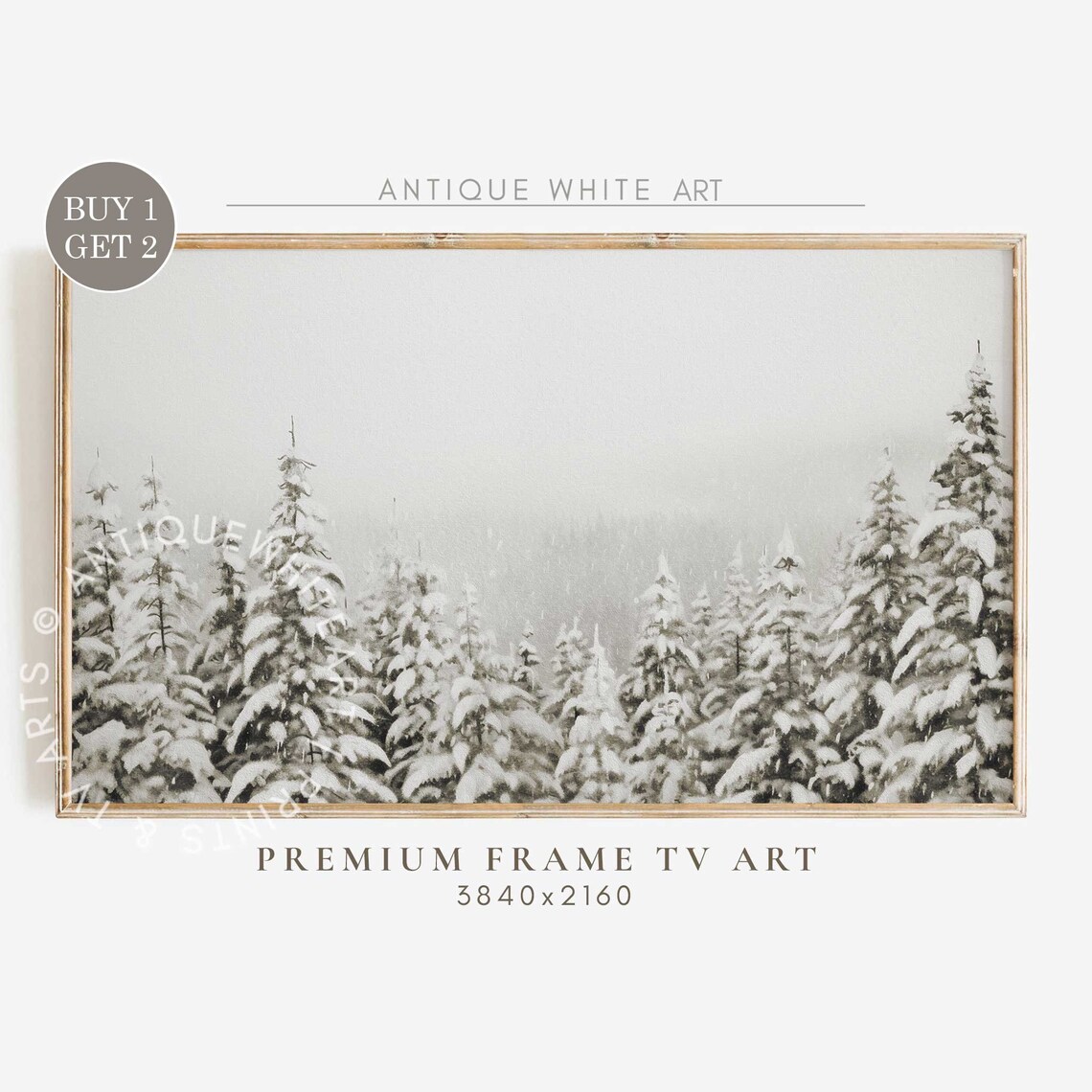 Winter Forest Painting, Vintage Farmhouse Landscape Art Print