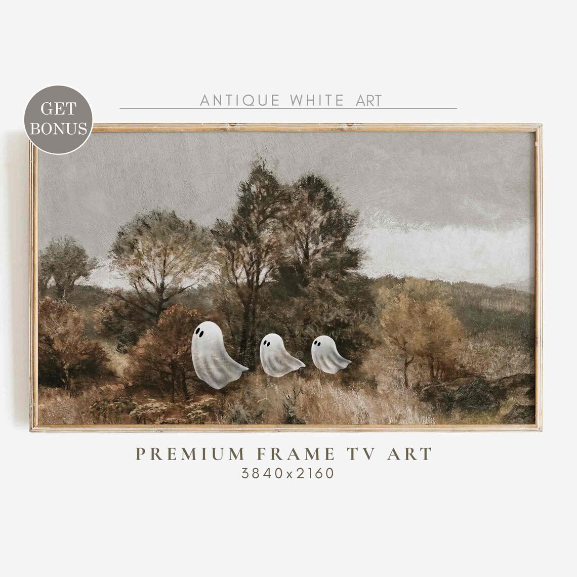 Halloween Vintage Painting For Frame Tv Cute Ghost Family Spooky Tv Art Farmhouse Frame Tv Art Neutral Halloween Decor Tv449