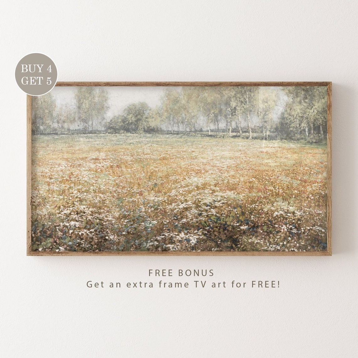 Spring Wildflower Meadow Four Piece Frame TV Art Set Landscape Print - Image 3