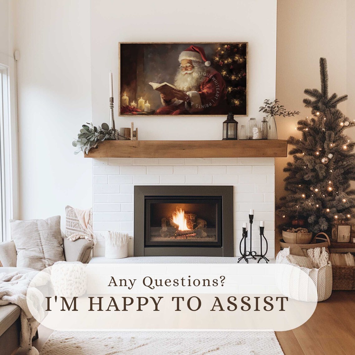 Santa Claus Farmhouse Christmas Art Print - Image 2