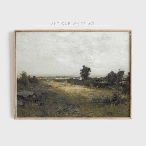 Countryside Landscape Print Vintage Landscape Painting Antique Neutral Print Neutral Landscape Art A58
