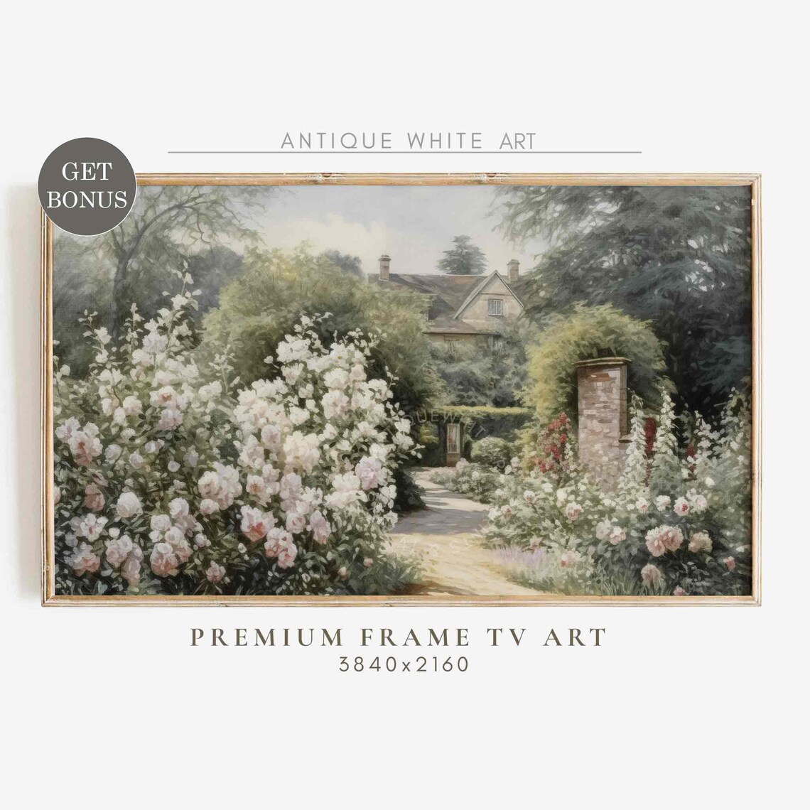 Summer Garden Painting, Cottage Rose Garden Art Print - Image 4