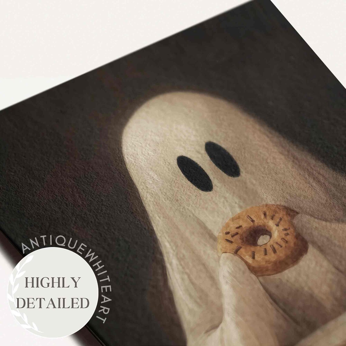 Halloween Ghost With Doughnut Funny Art Print - Image 4