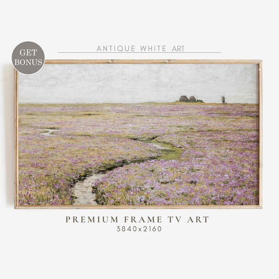 Vintage Spring Wildflower Field, Country Landscape Art Print