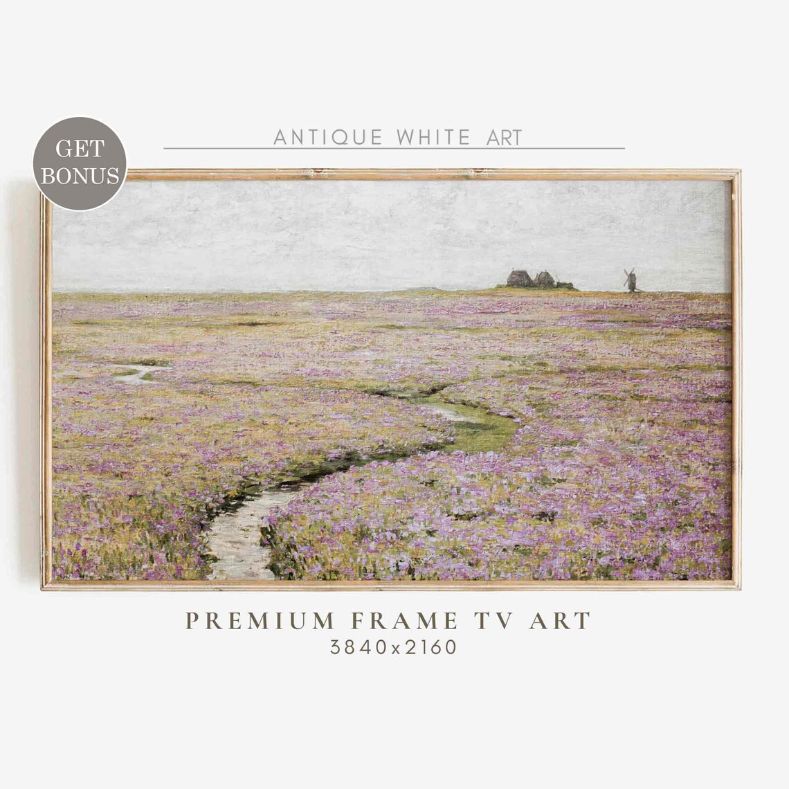 Vintage Spring Wildflower Field, Country Landscape Art Print