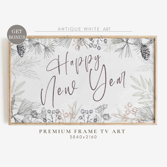 Happy New Year TV Art, Farmhouse Holiday Decor