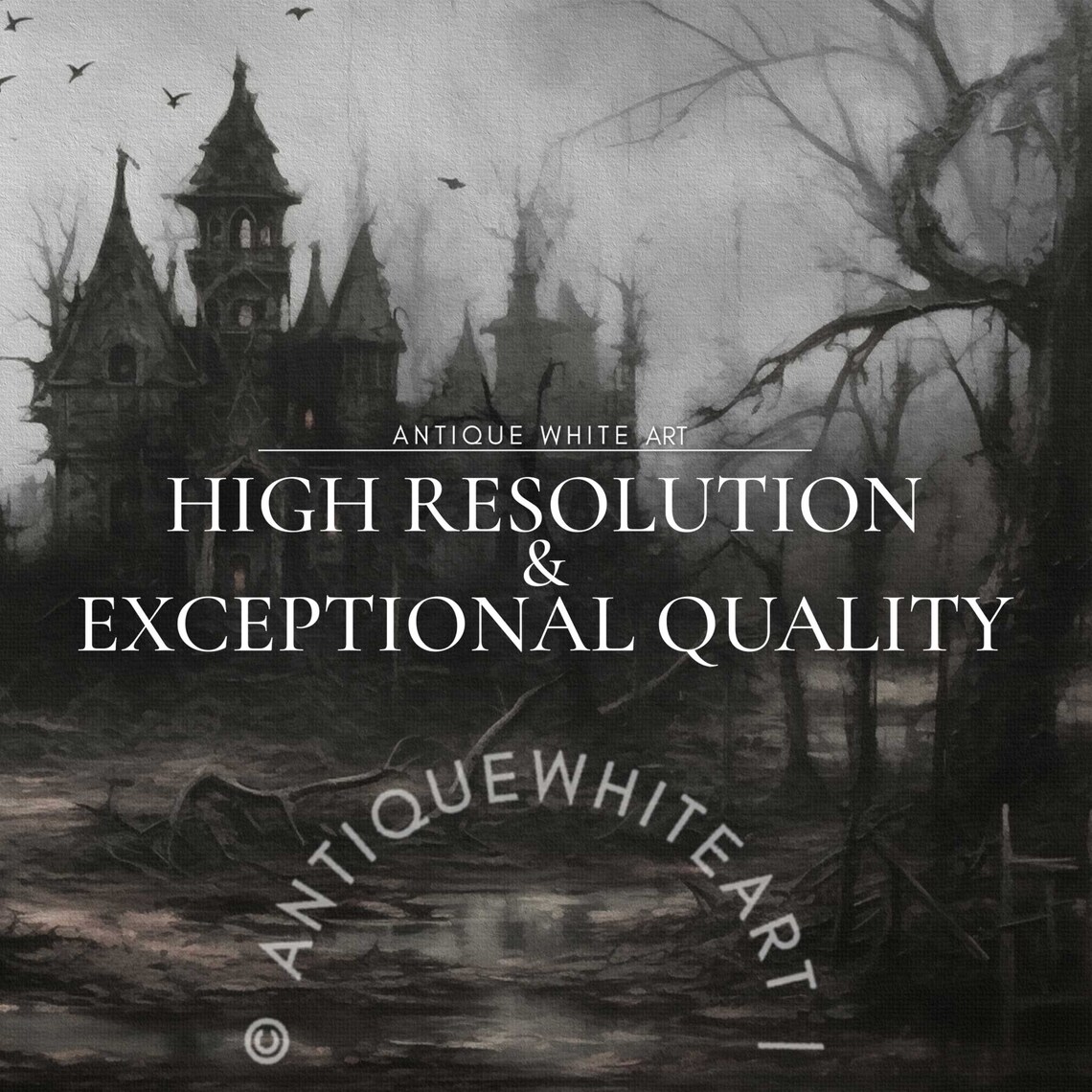 Haunted House Ghostly Halloween Oil Painting Art Print - Image 4