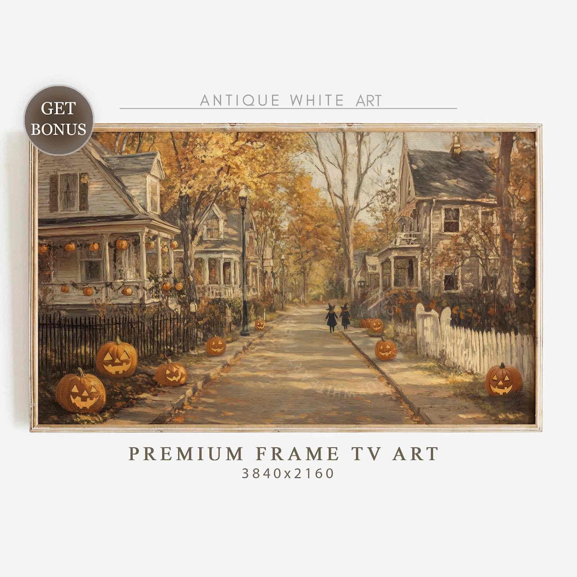 Spooky Town Halloween Vintage Town Street Art Print
