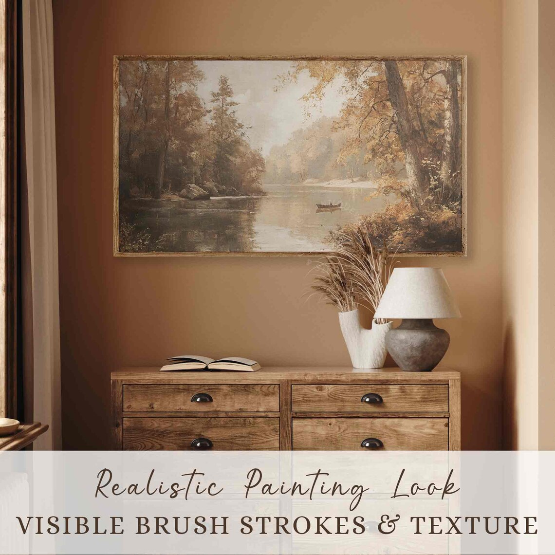 Fall Rustic Landscape Art Print, Vintage Forest - Image 2