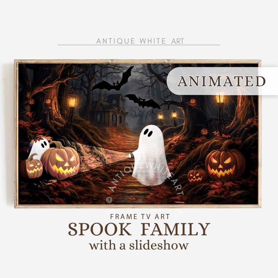 Animated Frame Tv Ghosts Story Slideshow Halloween Frame Tv Art Cute Ghosts Painting Fun Spooky Halloween Decor Antiquewhiteart Tv441
