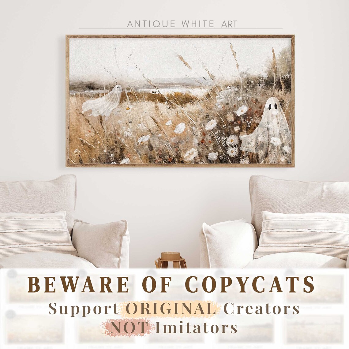 Halloween Wildflower Field Vintage Fall Landscape Poster - Image 2
