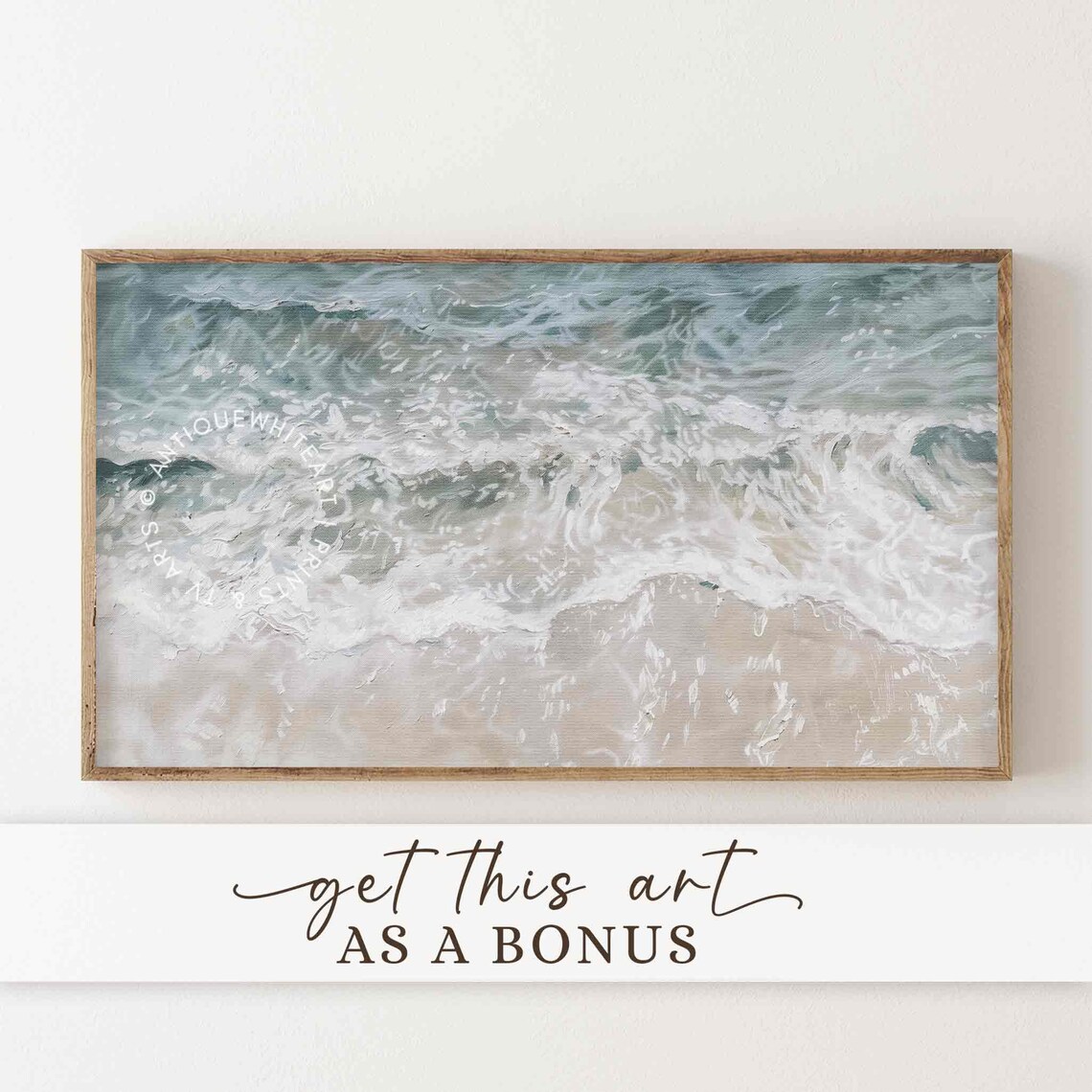 Tropical Summer Coastal Oil Painting, Beach Palms Art Print - Image 2