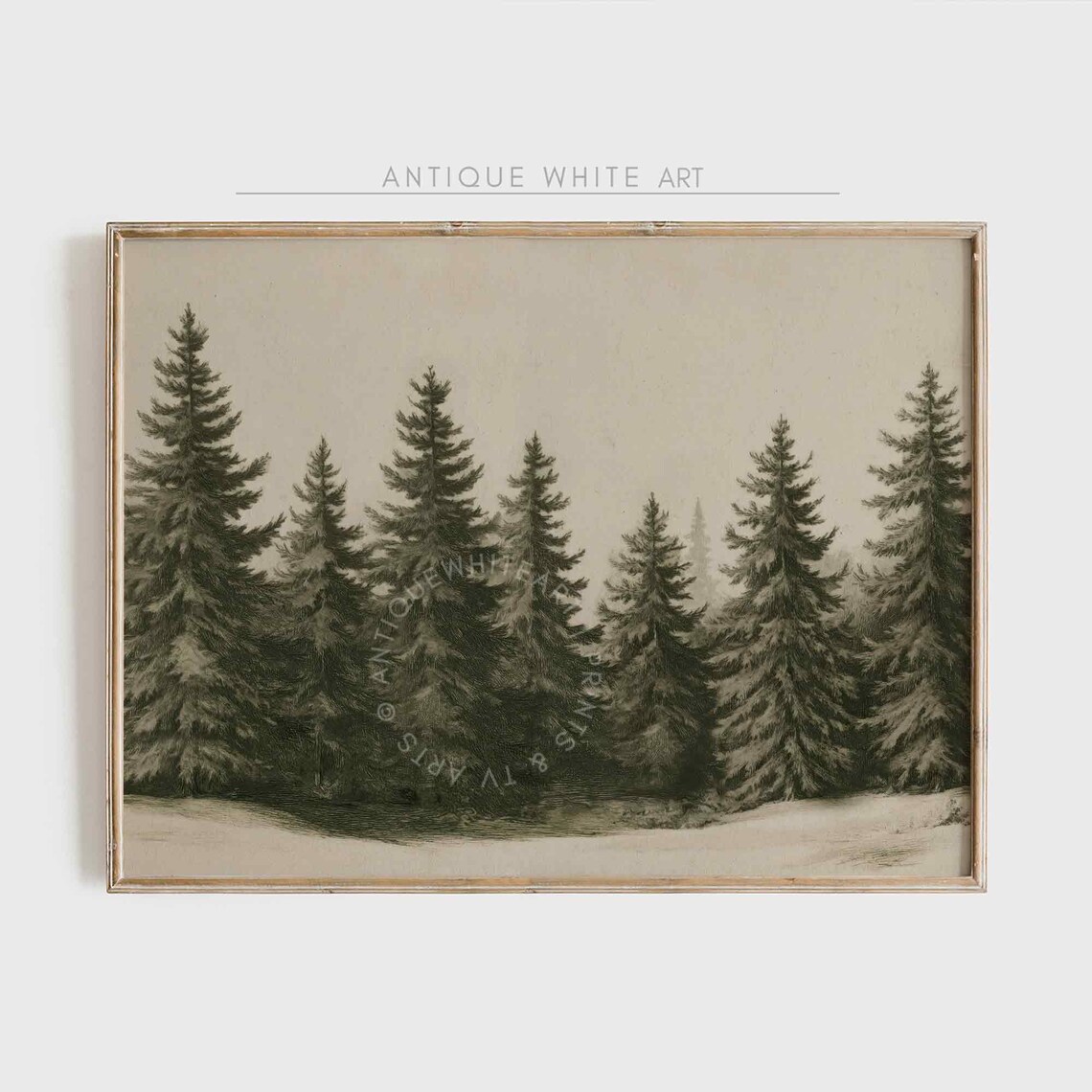 Winter Forest Country Christmas Art Print, Farmhouse