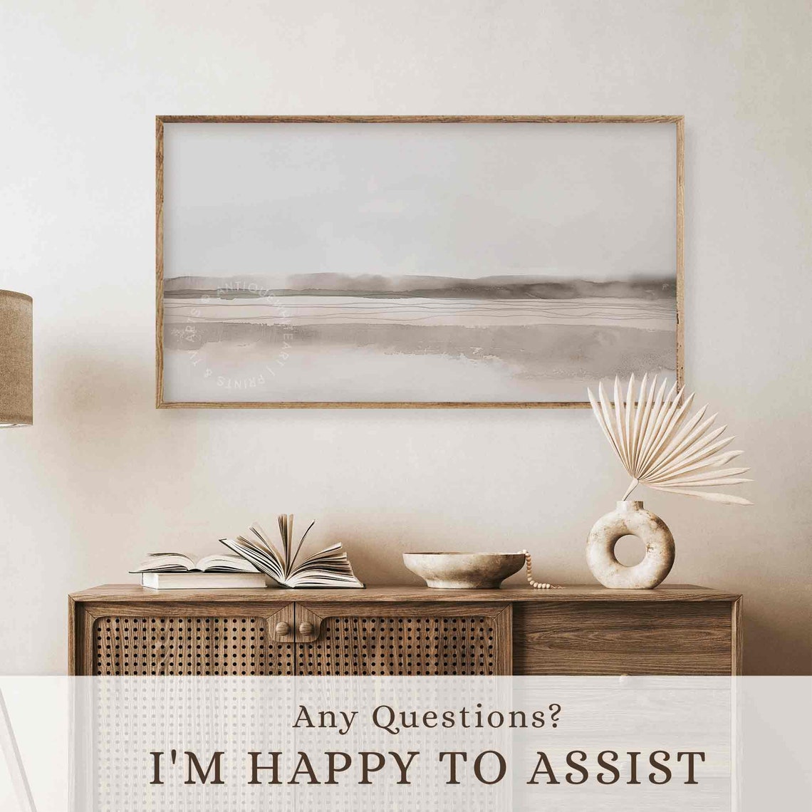 Minimal Neutral Beige Landscape Abstract Horizon Line Art TV Poster - Image 4
