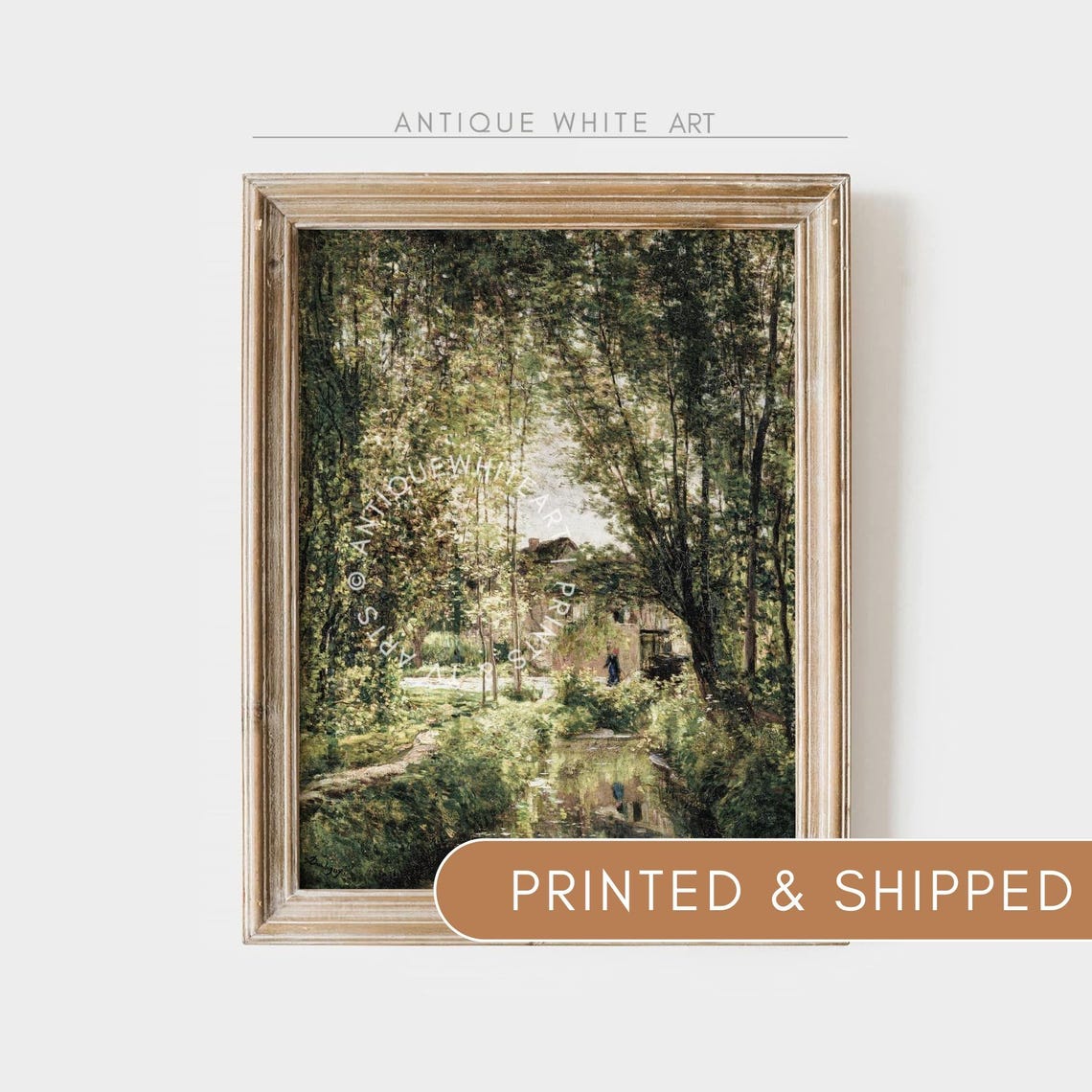 Shipped Vintage Oil Painting Country Field Landscape Printed Wall Art Farmhouse Home Decor Cottagecore Gallery Print Antiquewhiteart