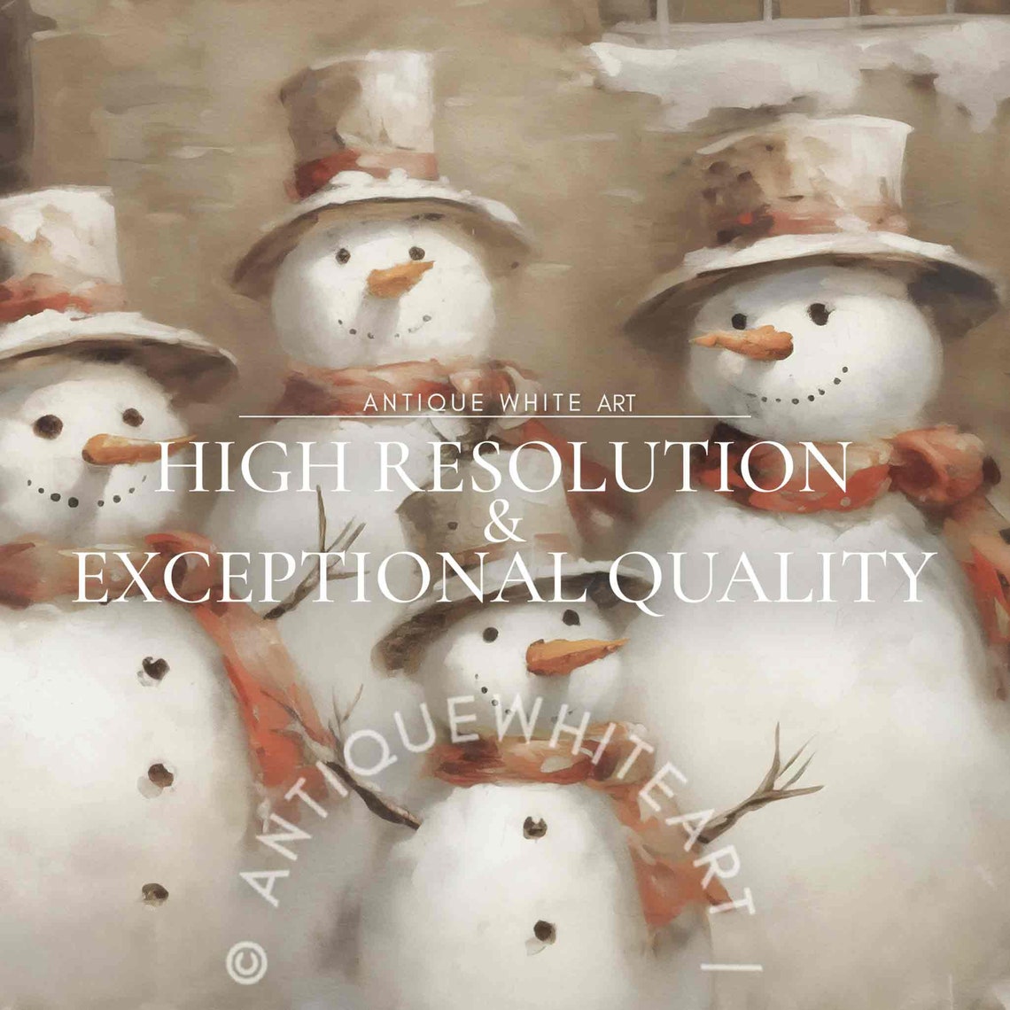 Snowman Frame Tv Art Christmas Painting Snowmen Family Cute Winter Cottagecore Decor Farmhouse Christmas Holiday Frame Tv Wa37 - Image 3