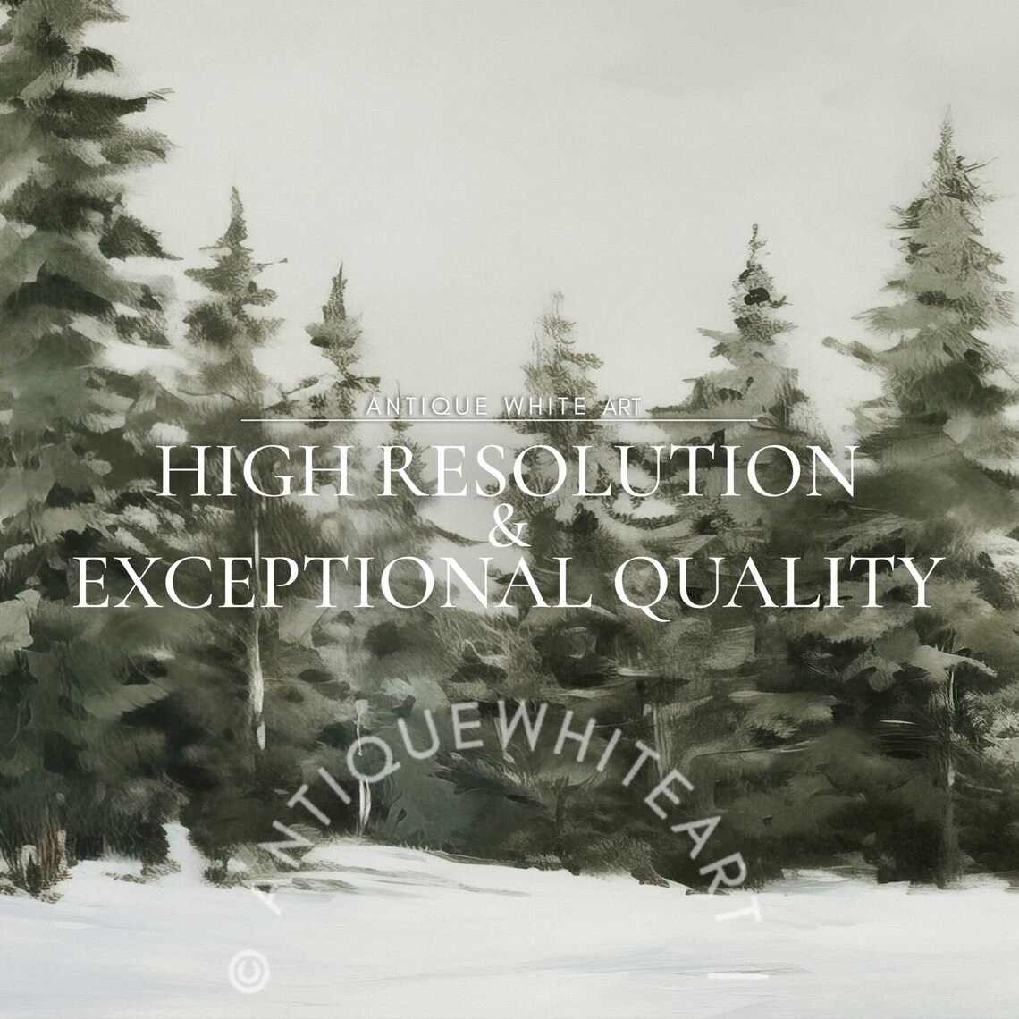 Vintage Winter Forest Painting Art Print, Farmhouse Decor - Image 4