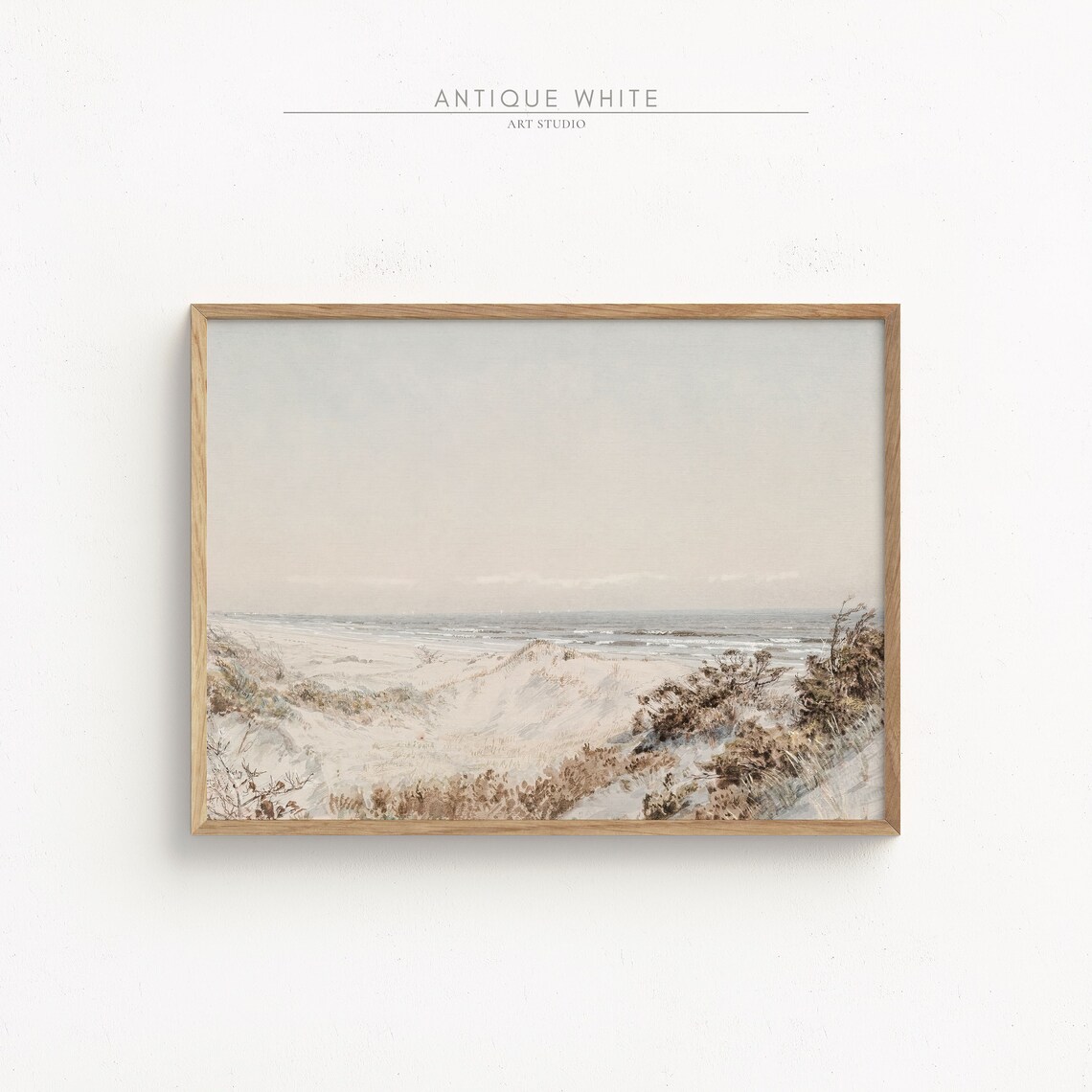 Antique Beach Dunes Seascape Soft Neutral Coastal Landscape Print - Image 4
