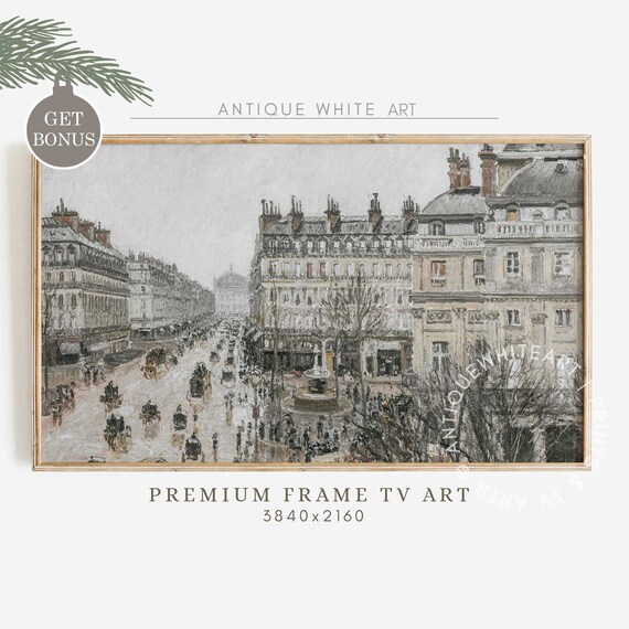 Vintage Painting Frame Tv Art Moody Art For Tv Cityscape Neutral Tv Art Earth Tones Tv228