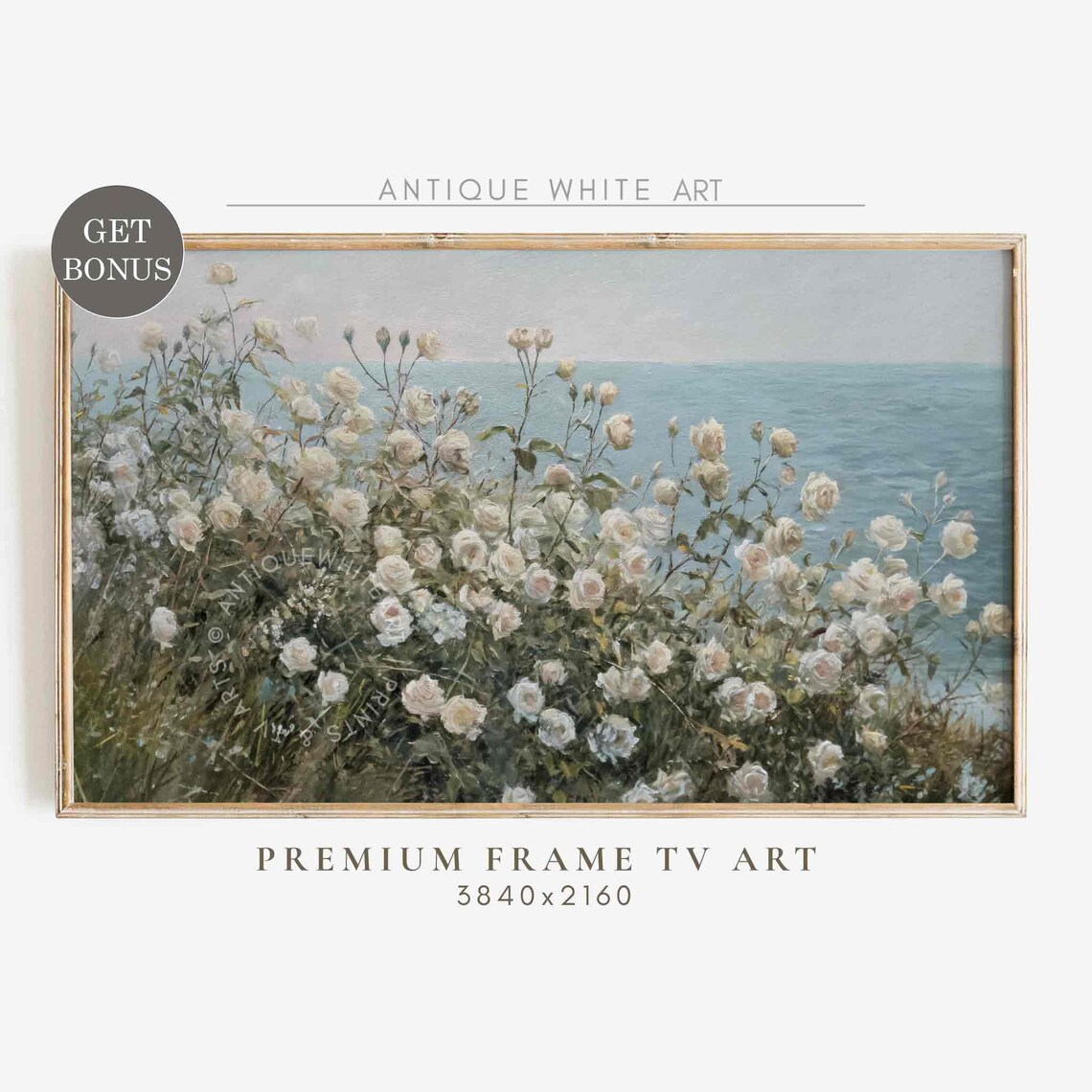 Wildflower Field Oil Painting, Neutral Summer Landscape