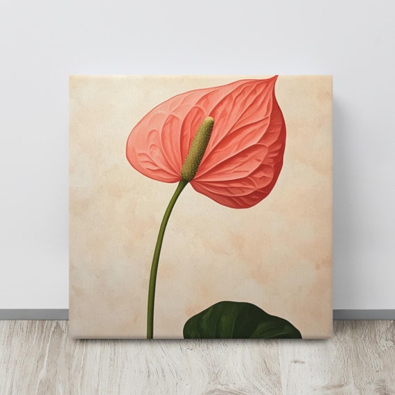 Anthurium Wall Art Plant Painting Print Print Laceleaf Plant Art Large Nature Wall Art Tropical Wall Art