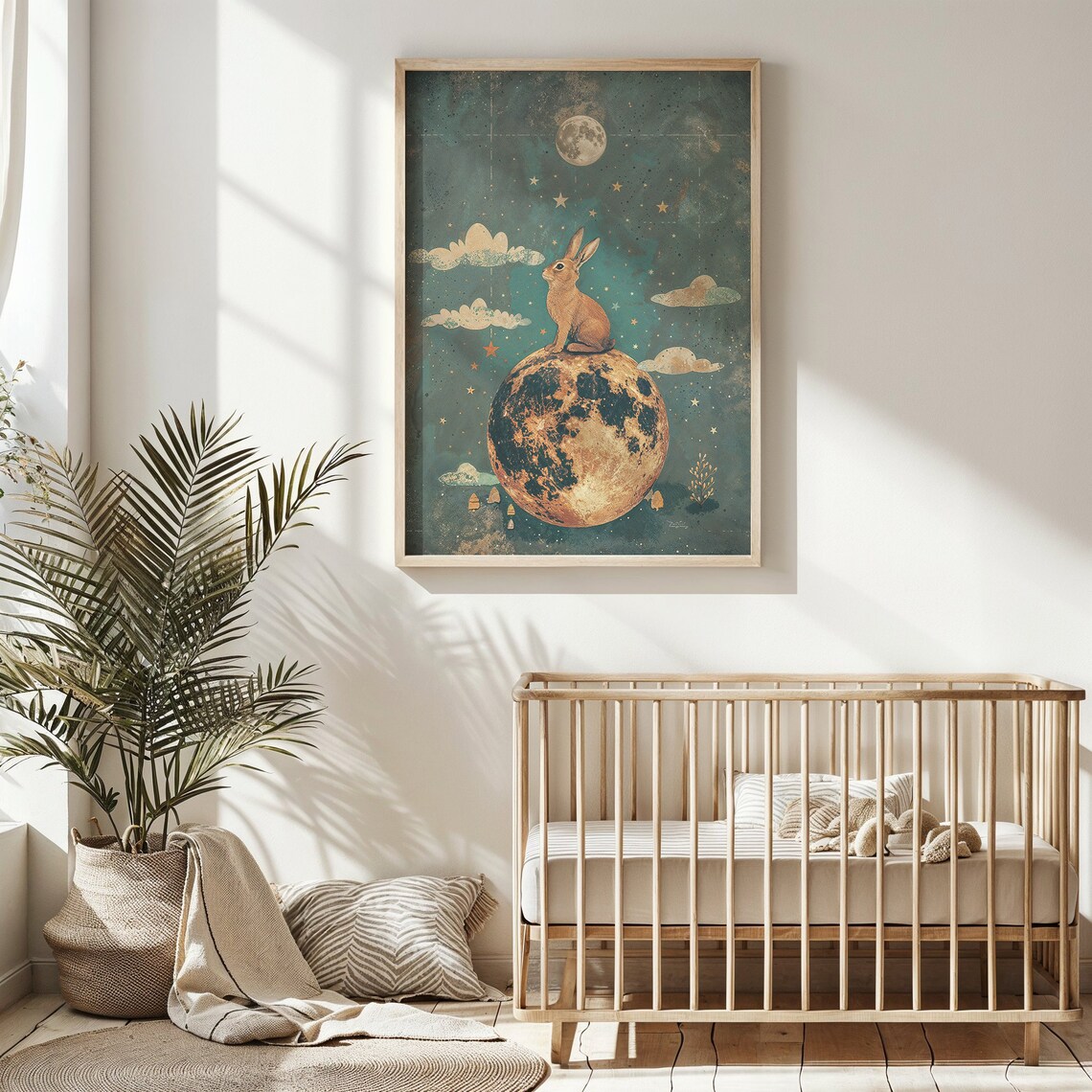 Rabbit Moon Art Print, Celestial Nursery Decor - Image 4