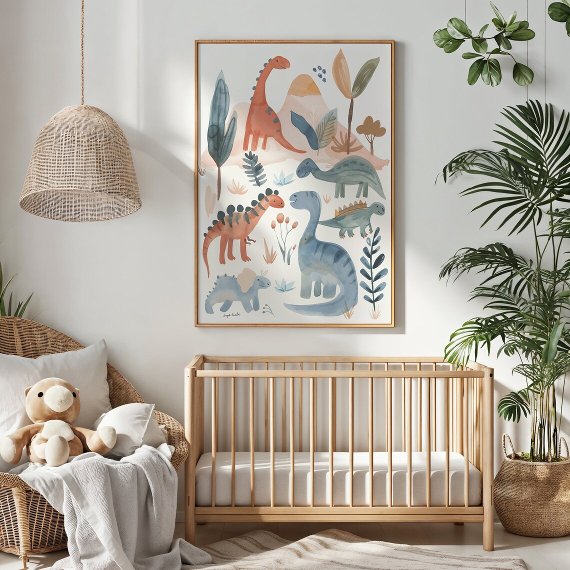Watercolor Dinosaurs Nursery Poster Print for Playroom - Image 3