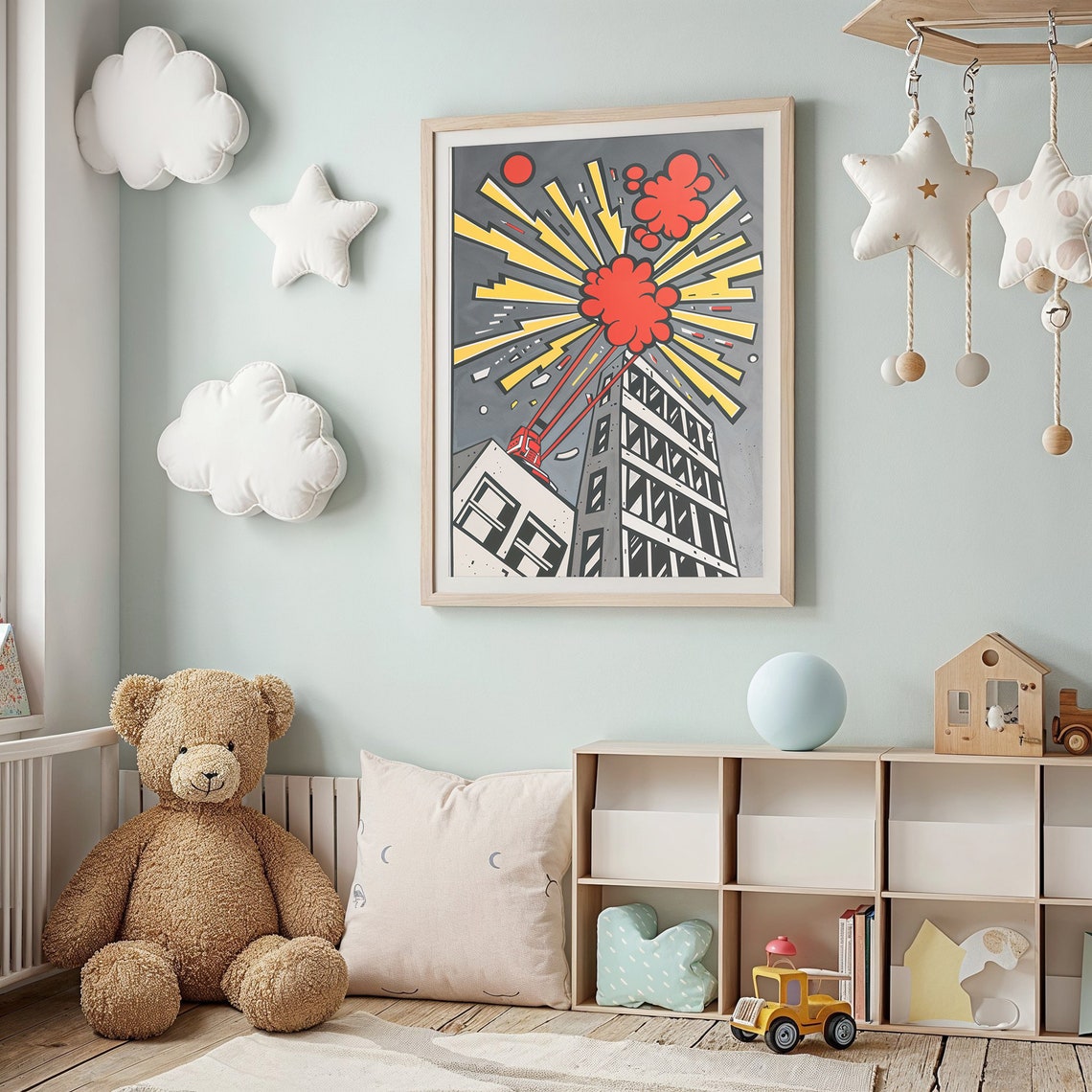 Pop Art City Explosion Comic Bold Skyscraper Boom Wall Poster - Image 2