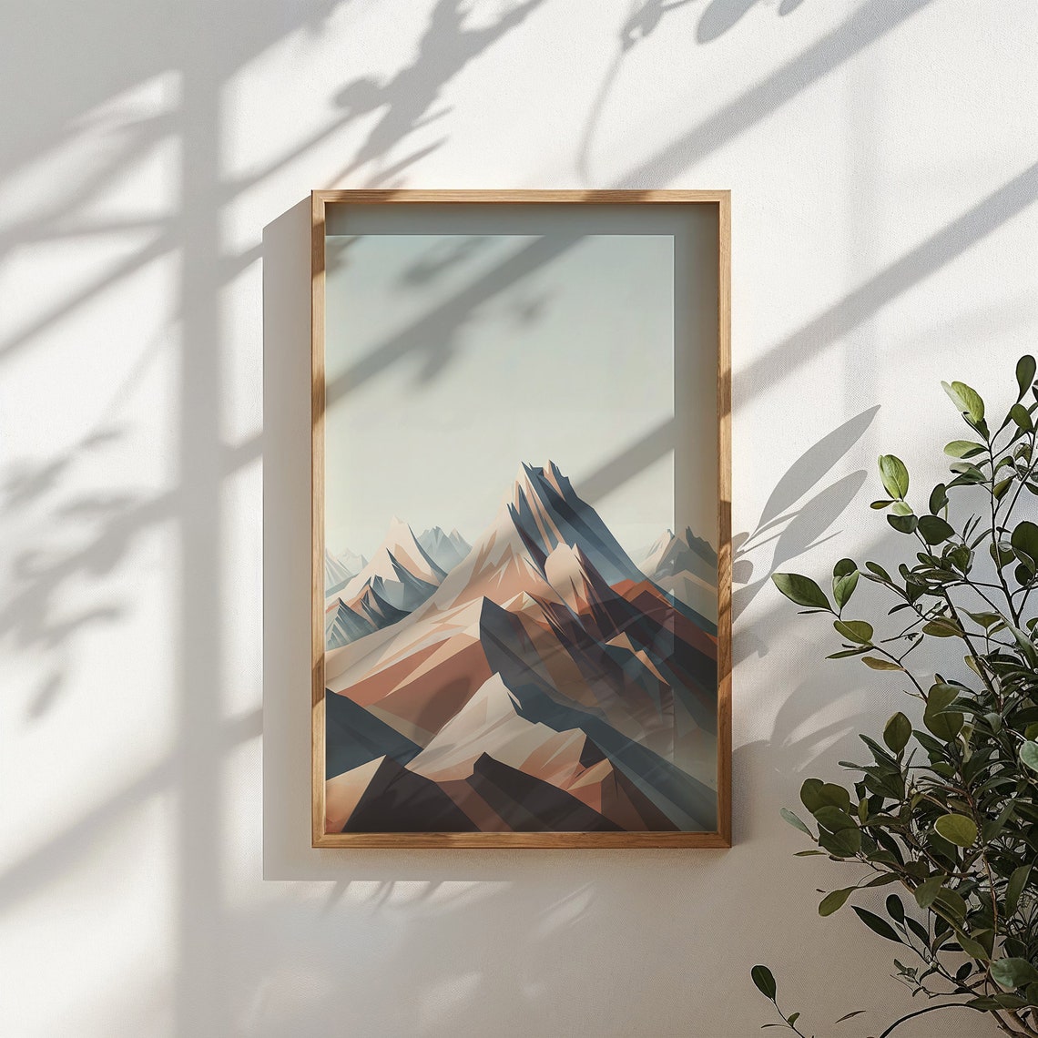 Abstract Geometric Mountain Peaks Terracotta Blue Modern Wall Poster - Image 6